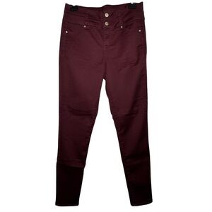 TINSELTOWN Burgundy High Rise Double Button Skinny Jeans Women's Size 7